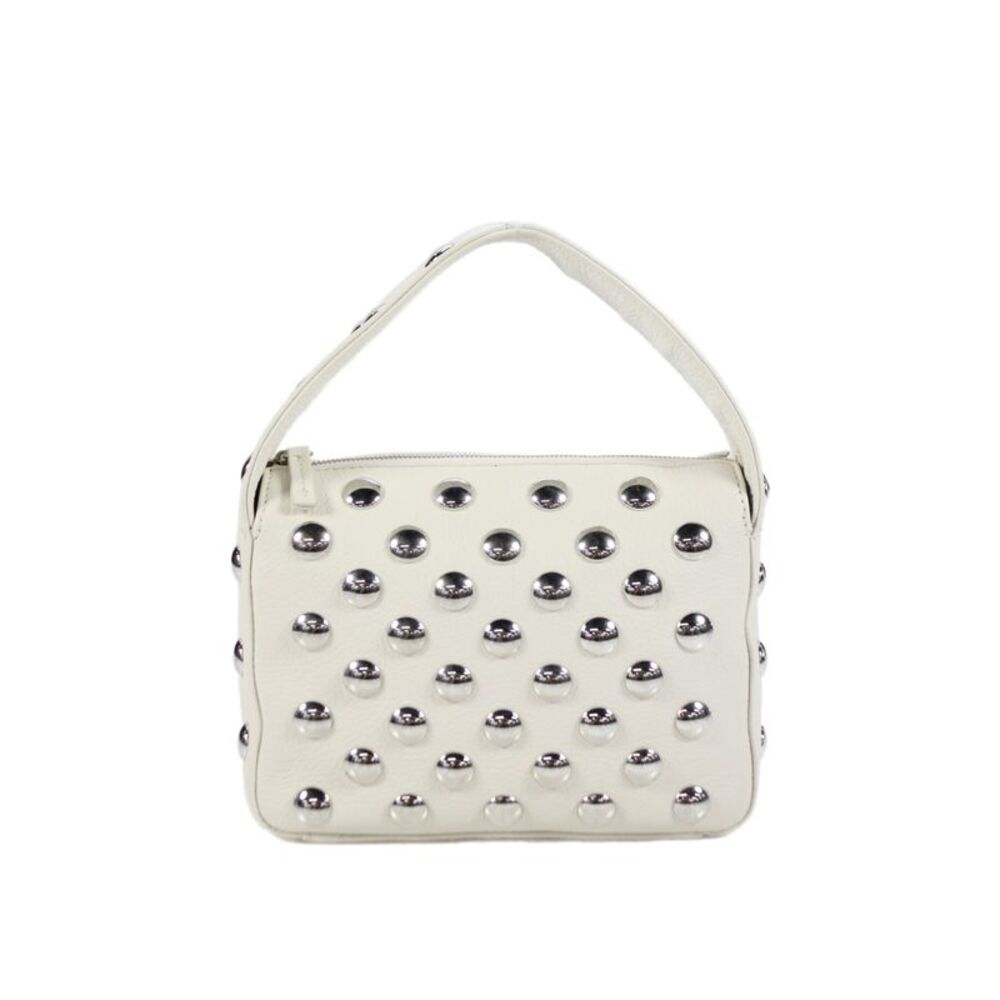 Khaite Women's Zip Closure Silver Embellish Tote Handbag White